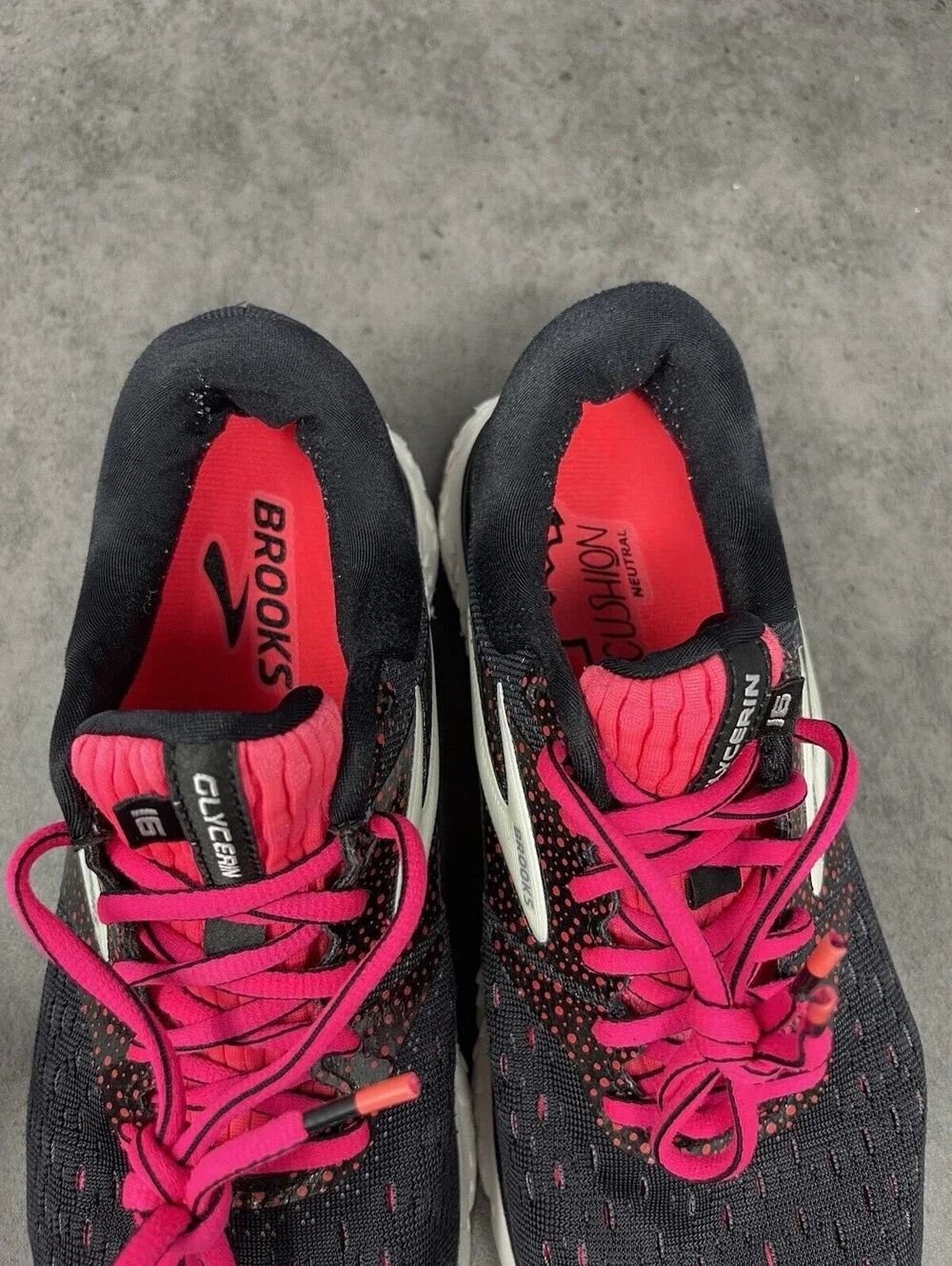 Brooks Glycerin 16 Womens Size 8.5 Black Pink Gray DNA LOFT Running Shoes